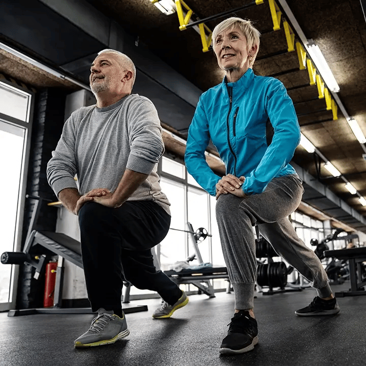 Old couple exercises thanks to HRT from Liquivida Wellness Center