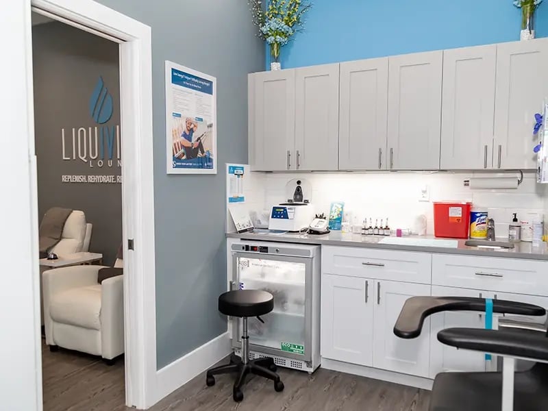 Storage room for IV drips at Liquivida Wellness Center