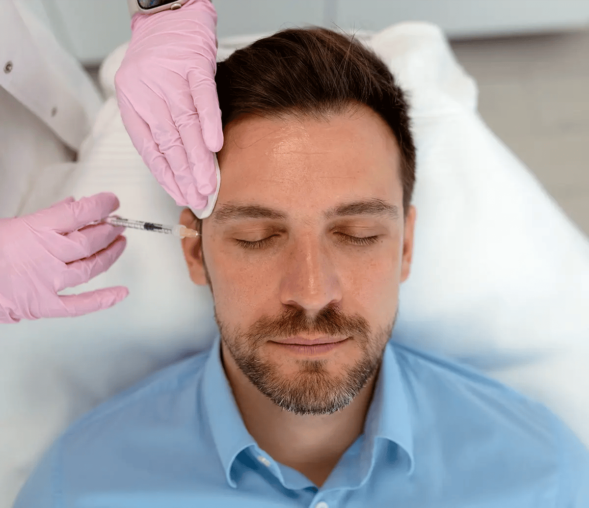 Man getting Xeomin applied to his face at Liquivida