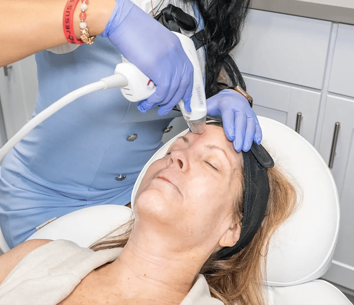 Woman getting a Matrix treatment on her face at Liquivida