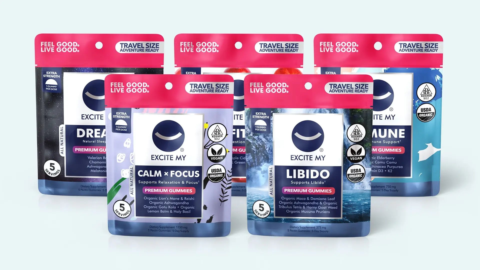 5 packs of ExciteMy wellness gummies available at Liquivida Wellness Center