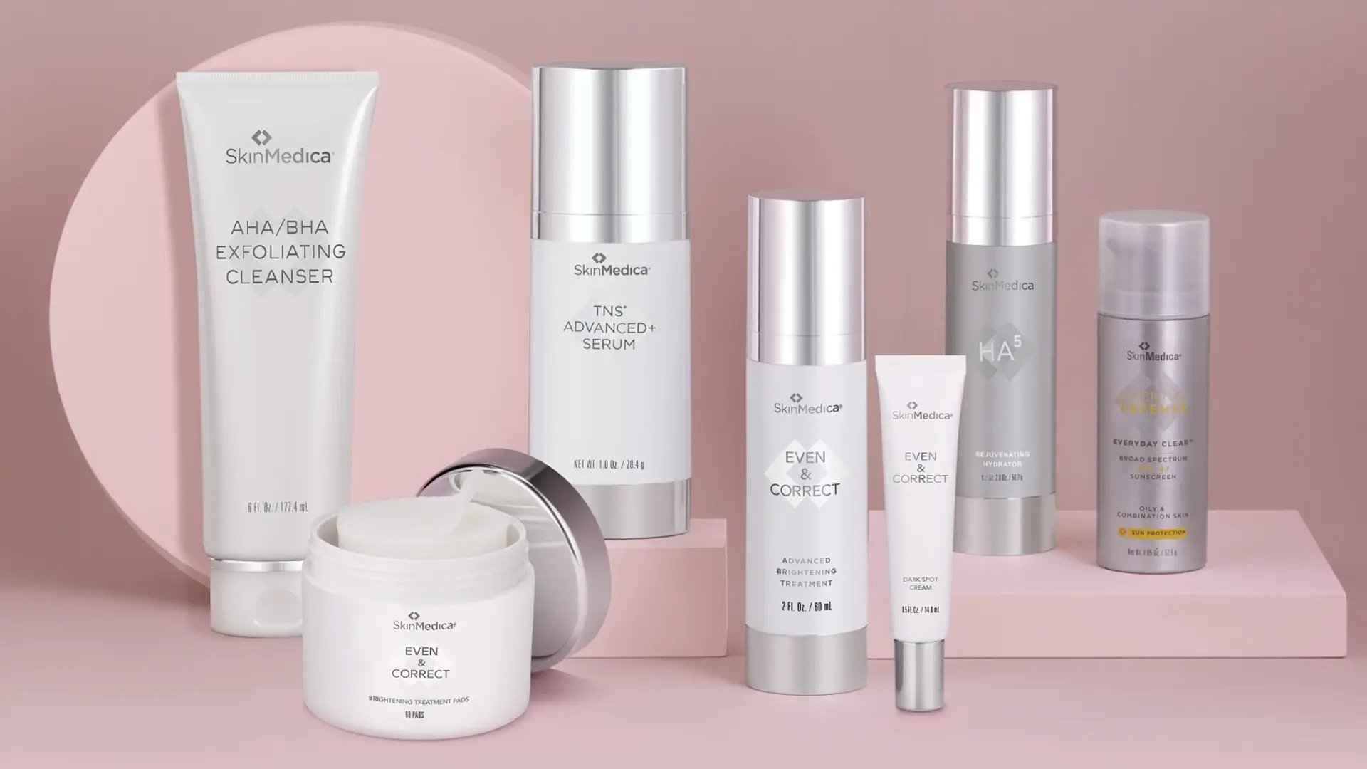 Multiple SkinMedica bottles and creams available at Liquivida Wellness Center