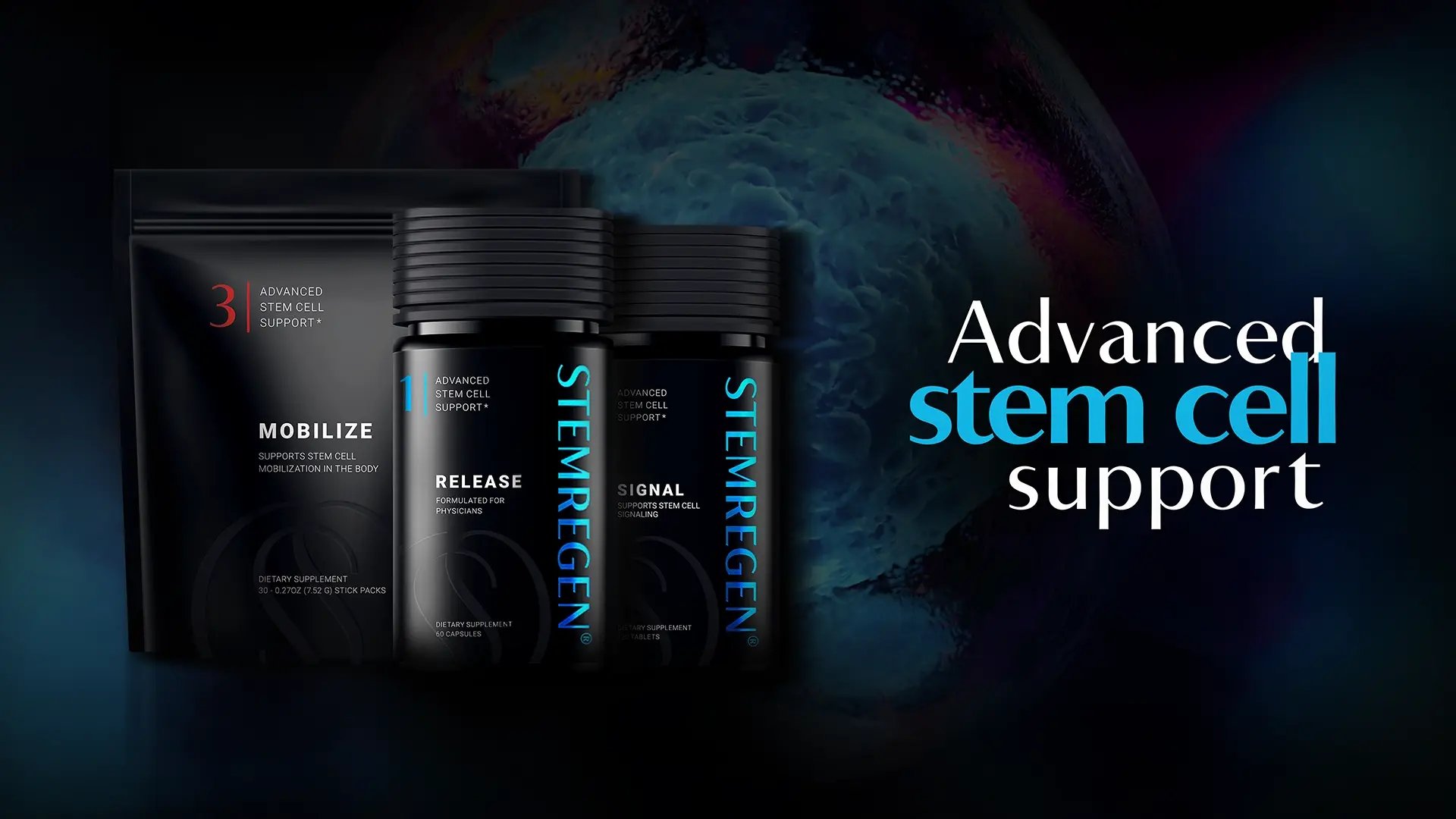 2 bottles of Stemgregen in a black background, available at Liquivida Wellness Center